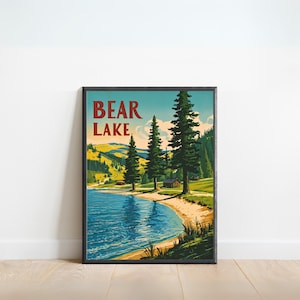 Bear Lake Vintage Travel Poster - Bear Lake Print, Utah Wall Art, Framed, Gift Idaho Present