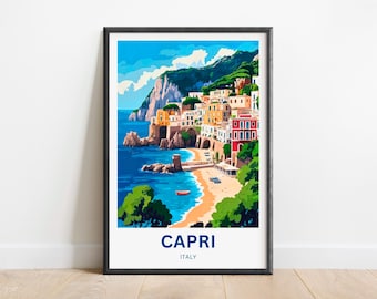 Capri Travel Print - Capri poster, Italy Wall Art, Framed present, Gift Italy Art Decor Present