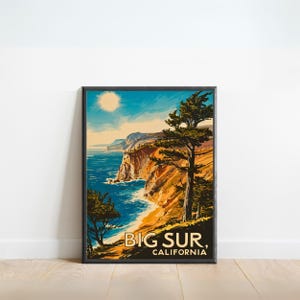 Big Sur Vintage Travel Poster - Big Sur Print, California Wall Art, Framed, Gift California Present