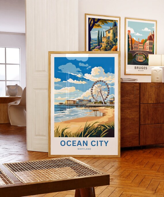Ocean City Maryland Print: Beach & Boardwalk Travel Poster - Etsy