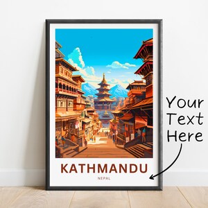 Personalized Kathmandu Travel Print - Kathmandu poster, Nepal Wall Art, Framed present, Gift Nepal Present