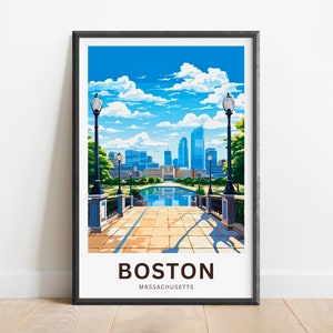 Boston Travel Print - Boston poster, Massachusetts Wall Art, Framed present, Gift Massachusetts Present
