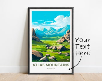 Atlas Mountains Wall Art Print, Morocco Travel Poster (Minimalist Style)