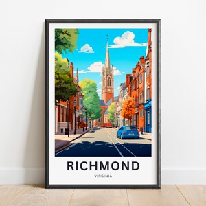 Richmond Travel Print - Richmond poster, Virginia Wall Art, Framed present, Gift Virginia Present