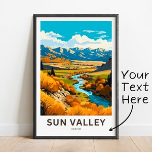 Personalized Sun Valley Travel Print - Sun Valley poster, Idaho Wall Art, Framed present, Gift Idaho Present