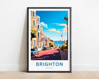 Brighton Travel Print - Brighton poster, England Wall Art, Framed present, Gift England Present