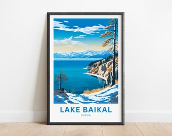 Lake Baikal Travel Print - Lake Baikal poster, Russia Wall Art, Framed present, Gift Russia Present
