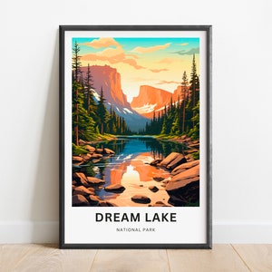 Dream Lake Travel Print - Dream Lake poster, National Park Wall Art, Decor, Framed present, Gift Colorado Present