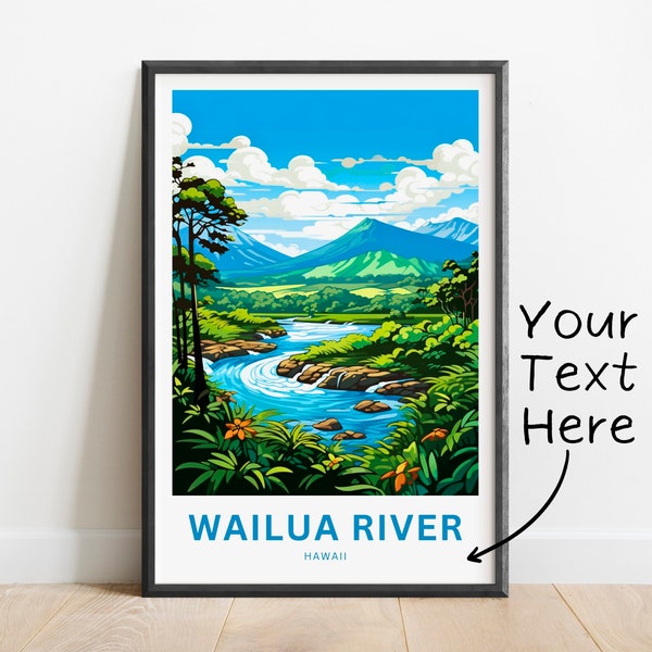 Personalized Wailua River Travel Print - Wailua River poster, Hawaii Wall Art, Framed present, Gift Hawaii Present