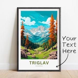 Personalized Triglav Travel Print - Triglav  poster, Slovenia Wall Art, Framed present, Gift Slovenia Present