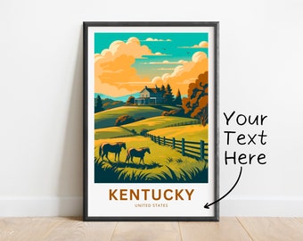 Personalized Kentucky Art Print: Bluegrass State Travel Poster