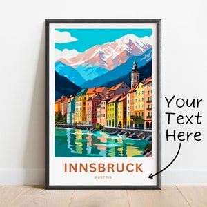 Personalized Innsbruck Travel Print - Innsbruck poster, Austria Wall Art, Framed present, Gift Austria Present