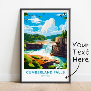 Personalized Cumberland Falls Travel Print - Cumberland Falls Kentucky poster, Kentucky Wall Art, Framed present, Gift Kentucky Present