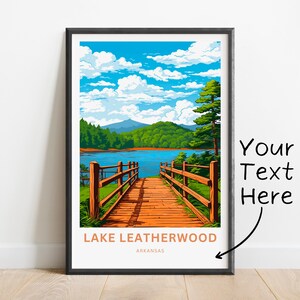 Personalized Lake Leatherwood Travel Print- Lake Leatherwood poster, Arkansas Wall Art, Framed present, Gift Arkansas, Custom text
