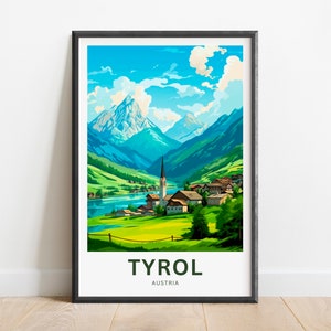 Tyrol Travel Print - Tyrol poster, Austria Wall Art, Framed present, Gift Austria Present