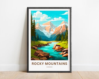 Rocky Mountain Lake Wall Art Print (Minimalist Canada Landscape)