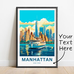 Personalized Manhattan Travel Print - Manhattan poster, New York Wall Art, Framed present, Gift New York Present