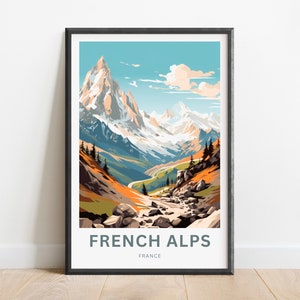 French Alps Travel Print - French Alps poster, France Wall Art, Framed present, Gift France Present