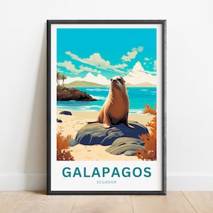 Galapagos Island Travel Print - Galapagos Island poster, Ecuador Wall Art, Framed present, Gift Ecuador Present