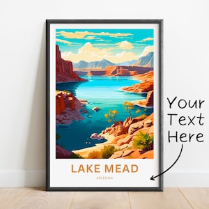 Personalized Lake Mead Travel Print - Lake Mead poster, Arizona Wall Art, Framed present, Gift Arizona Present