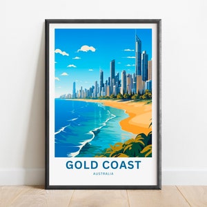 Gold Coast Travel Print - Gold Coast poster, Queensland, Australia Wall Art, Framed present, Gift Australia Present, Personalized,Custom Art