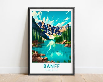 Banff Lake Wall Art: Modern Minimalist Travel Print - Nature Inspired