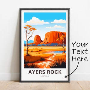 Personalized Ayers Rock Travel Print - Ayers Rock poster, Australia Wall Art, Framed present, Gift Australia Present