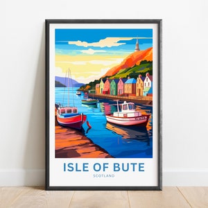 Isle of Bute Travel Print - Isle of Bute poster, Scotland Wall Art, Framed present, Gift Scotland Present