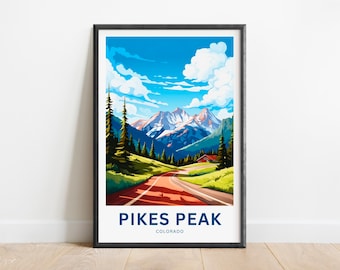 Pikes Peak Reise Druck - Pikes Peak Poster, Colorado Wand Kunst, gerahmt Geschenk, Geschenk Colorado Present