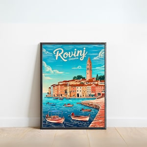 Rovinj Vintage Travel Poster - Rovinj print, Croatia Vintage Wall Art, Framed present, Gift Croatia Present