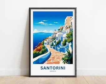Santorini Travel Print - Santorini poster, Greece Wall Art, Framed present, Gift Greece Present