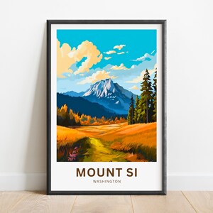 Mount Si Travel Print - Mount Si poster, Washington Wall Art, Framed present, Gift Washington Present