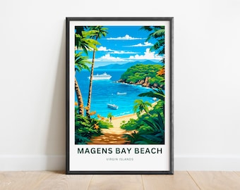 Jungferninseln Wandkunst: Magen Bay Beach (Minimalistischer Druck)
