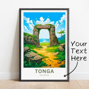 Personalized Tonga Travel Print - Tonga poster, Polynesia Wall Art, Framed present, Gift Oceania  Present
