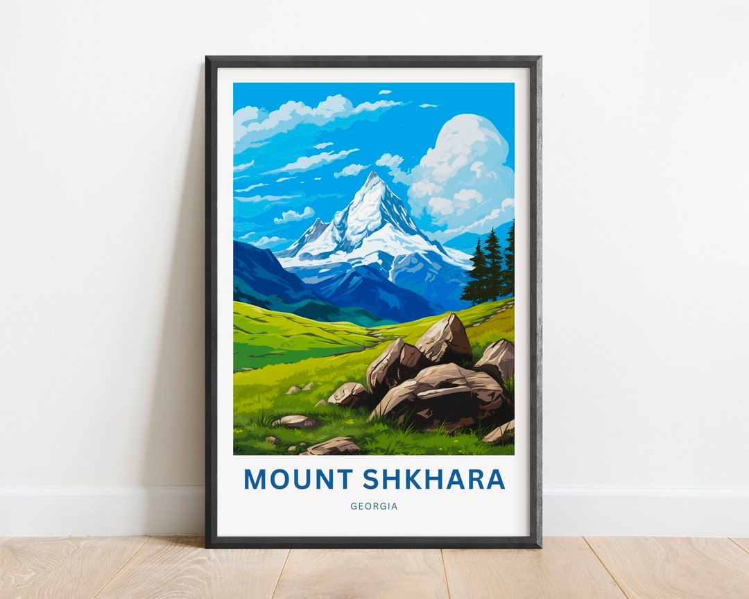 Shkhara Map Mount Shkhara Travel Print - Mount Shkhara Poster, Georgia, Russia Wall ...