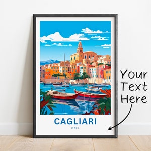 Personalized Cagliari Travel Print - Cagliari poster, Italy Wall Art, Framed present, Gift Italy Present