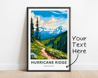 Spersonalizowany plakat Hurricane Ridge Travel Print Hurricane Ridge, sztuka ścienna w Waszyngtonie, prezent w ramce, prezent w Waszyngtonie