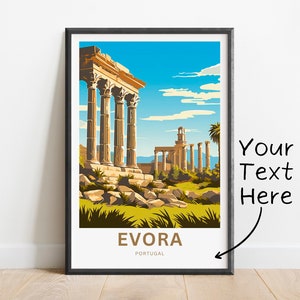 Personalized Evora Travel Print - Évora poster, Portugal Wall Art, Framed present, Gift Portugal Present