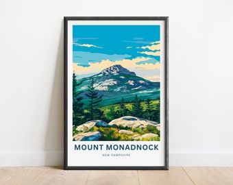 Mount Monadnock Park Travel Print - Mount Monadnock Poster, New Hampshire Wall Art, Framed present, Gift New Hampshire Present