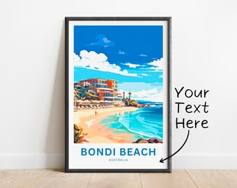 Personalized Bondi Beach Travel Print - Bondi Beach poster, Australia Wall Art, Framed present, Gift Australia Present