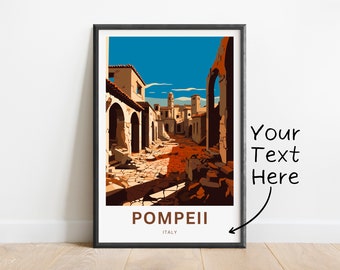 Impresión personalizada de viaje de Pompeya - Cartel de Pompeya, Arte de la pared de Italia, Presente enmarcado, Regalo Italia presente