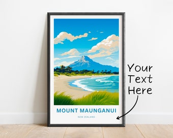 Personalized Mount Maunganui Travel Print - Mount Maunganui poster, New Zealand Wall Art, Framed present, Gift New Zealand Present