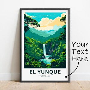 El Yunque Travel Print - El Yunque poster, El Yunque National Forest Puerto Rico Wall Art, present, Gift Puerto Rico, Personalized Text