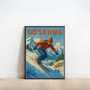Skiing Wall Art – Vintage Ski Poster for Winter Sports Lovers and Mountain Enthusiasts