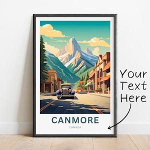 Impressão de viagem personalizada de Canmore - pôster de Canmore, arte de parede do Canadá, presente emoldurado, presente do Canadá