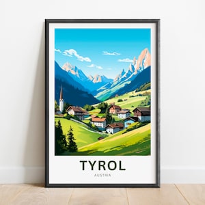 Tyrol Travel Print - Tyrol poster, Austria Wall Art, Framed present, Gift Austria Present