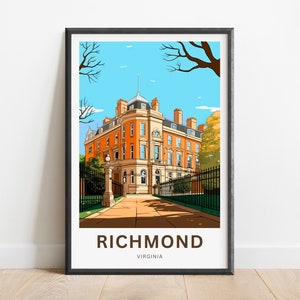 Richmond Travel Print - Richmond poster, Virginia Wall Art, Framed present, Gift Virginia Present