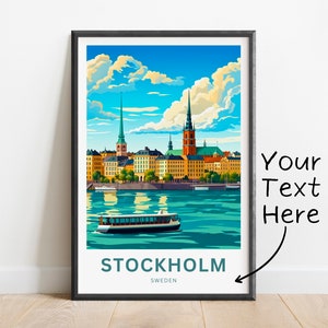Personalized Stockholm Travel Print - Stockholm poster, Sweden Wall Art, Framed present, Gift Sweden Present