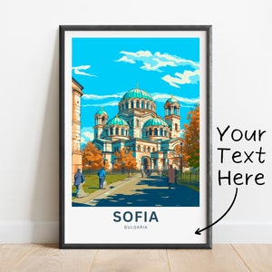 Personalized Sofia Travel Print - Sofia poster, Bulgaria Wall Art, Framed present, Gift Bulgaria Present