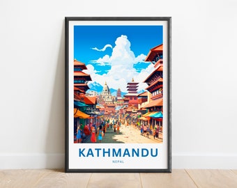 Kathmandu Travel Print - Kathmandu poster, Nepal Wall Art, Framed present, Gift Nepal Present